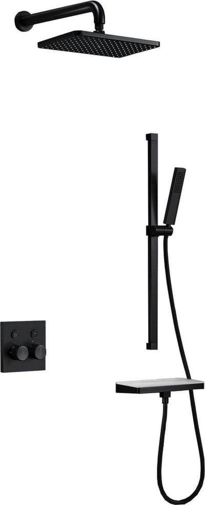 Mawialux thermostatische inbouw regendoucheset - Vierkant - Mat zwart - Fossa
