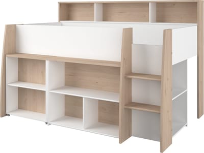 Parisot - Halfhoogslaper Lucas met Koudschuimmatras - Wit/Houtlook - 90x200