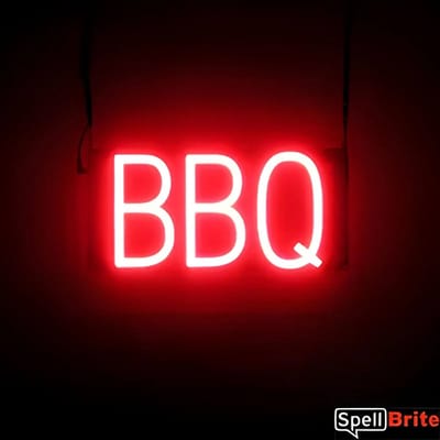 BBQ - Lichtreclame Neon LED bord verlicht | SpellBrite | 33 x 16 cm | 6 Dimstanden - 8 Lichtanimaties | Reclamebord neon verlichting