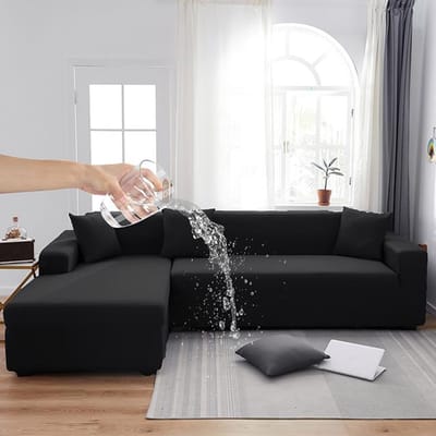 Waterdichte elastische bankhoezen voor woonkamer effen kleur bankhoes stretch bankhoes hoek L-vorm bank moet 2 stuks kopen 1 seater 90-140cm