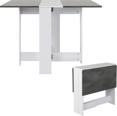 Eettafel Hout - Klaptafel Keuken - Gezellig Tafelen - Waterproof & Krasbestendig - 102.5x76x73cm - Wit-Grijs