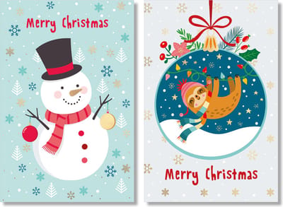 MGPcards - 20 Luxe dubbele wenskaarten - Kerstkaarten / Nieuwjaar - Foliebewerking - Witte envelop - 10.5 x 16 cm - 2 Motieven per doosje