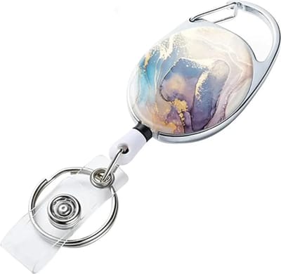 Travel Cords - Badgehouder Purple Marble - RVS - stevig afrolbaar koord - met bevestigingsclip - passen en ID