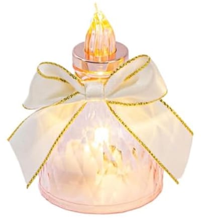Decoratieve Kaars - Vlamloze Lamp - Sfeerverlichting Buiten - Draagbaar LED Licht - 5 x 5 x 8.2 cm - Roze