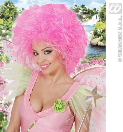 Neon roze pruik Britt kort haar