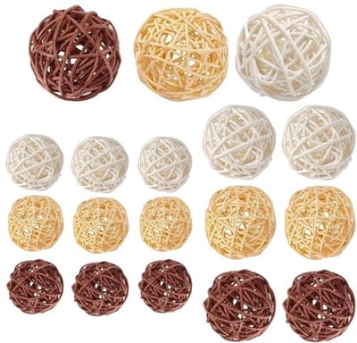 Decoratieve Ballen - 18 Stuks - Handgemaakt van Rotanhout - Bruiloftdecoratie - Tafeldecoratie - Aromatherapie - Milieuvriendelijk - Decoratieballen