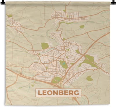Wandkleed - Wanddoek - Plattegrond - Leonberg - Vintage - Stadskaart - Kaart - 180x180 cm - Wandtapijt