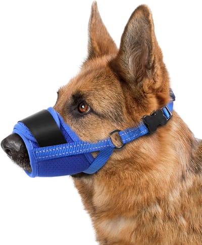 Hondenmuilkorf Zacht - Middelgrote Grote Hond - Bijten Voorkomen - Groot Ademend Gaas - Maat M Verstelbaar - Blauw