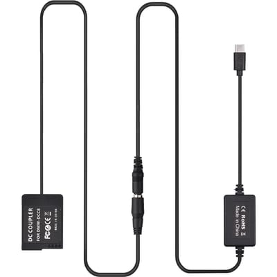 Câble PD USB type-c vers batterie factice DMW-DCC8, coupleur cc DMW-BLC12 de remplacement pour Panasonic LUMIX noir