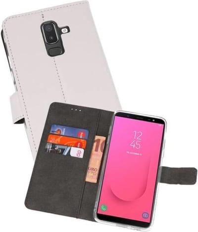 Booktype Telefoonhoesjes - Bookcase Hoesje - Wallet Case - Geschikt voor Samsung Galaxy J8 - Wit
