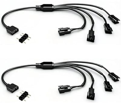 Pack van 2 ARGB Splitterkabels 5V 3-Pin voor RGB Fans en LED Strips - Ideaal voor Verlichting en Computerkoeling