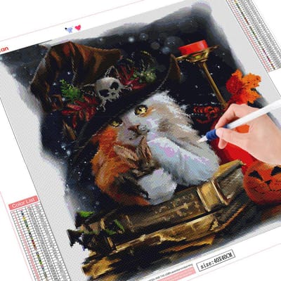 Diamant schilderij kruissteek Halloween volledige vierkante kat diamant borduurwerk mozaïek cartoon handgemaakt cadeau Full Square 30x30CM