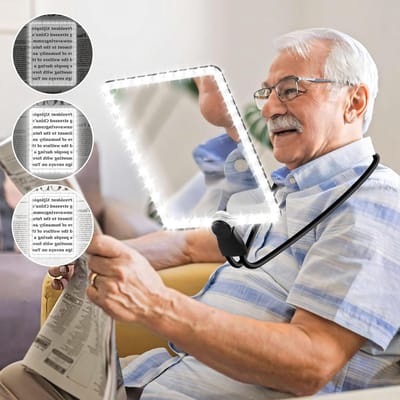 Vergrootglas met Licht - Leesloep Handsfree - Lezen Repareren - Oplaadbaar Flexibele Hals - 25 x 10 cm - Zwart