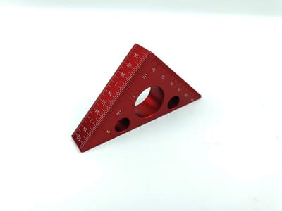 Allecto - Professionele Hoekmeter Driehoek Ruler - 45 Graden Aluminium, Rood 94x68x15mm