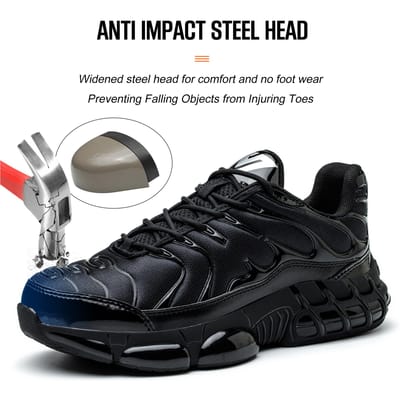 Chaussures de sécurité pour hommes pour le travail, bottes de sécurité, chaussures de construction indestructibles, chaussures de travail de protection à embout en acier pour hommes, bottes anti-coups de couteau 40 noir