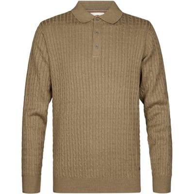 Petrol Industries - Heren Gebreide polo met lange mouwen stonebridge - Oranje - Maat XXXL