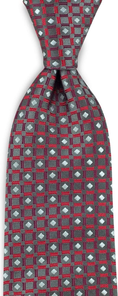 We Love Ties - Stropdassen - Stropdas Blockchecker - grijs / rood