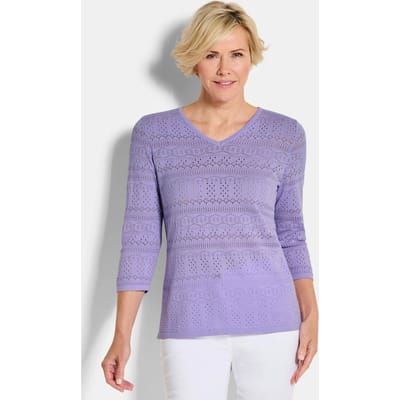 Lichte tricot pullover met ajourpatroon - sering - Gr. 38 van Goldner Fashion
