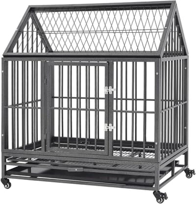 Hondenbench - Hondenkooi - Veilig Verblijf - Met Wielen - 92 x 62 x 106 cm - Zwart