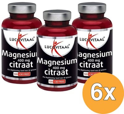 6x Lucovitaal Magnesium Citraat 400mg 3-pack (450 tabletten)