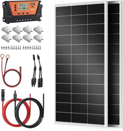 Set van 2 Monokristallijne Zonnepanelen 400W met Laadregelaar en Montagekit