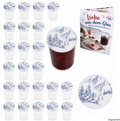 24-delige set weckpotten 435 ml To 82 Alpen deksels incl. Diamant Gelierzauber receptenboekje