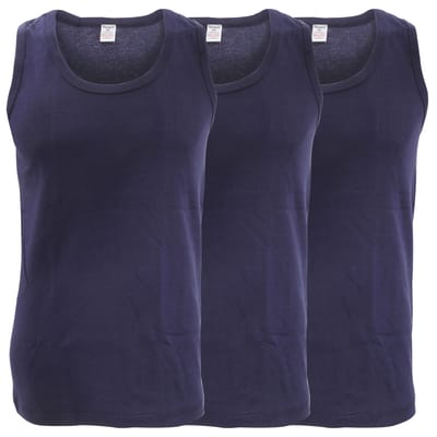 Floso Hereninterlock Single Vest (Pakket van 3) (Marine)