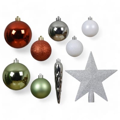 Dailygoods- Kerstballenset 33-delig - Onbreekbaar Kunststof - Hangende Kerstversiering - 29 Ballen/3 IJspegels - Decoratieve Kerstversieringen - Magische Glans