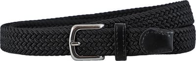 Houtkamp Smalle Elastische Dames Riem - Gevlochten Comfort Stretch Belt - 25 mm breed - Vrouwen Ceintuur - Zwart - Lengte totaal 100 cm / Riemmaat 85