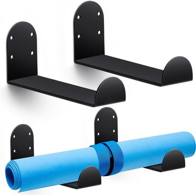 Yoga Mat Opbergrek - Muurhanger Fitness Accessoires - Gym Organizer - Verstelbare Afstand - 16.7 cm Lengte - Zwart