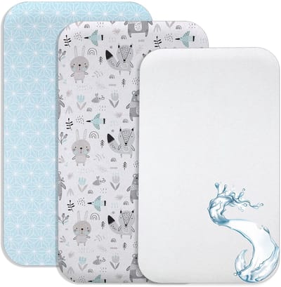 Unyqoos ® Set van 2 Zachte Katoenen Hoeslakens en Waterdichte Matrasbeschermer voor Babymatras 90 x 55 cm