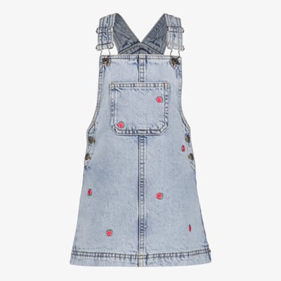 TwoDay meisjes denim tuinjurk met bloemetjes - Blauw - Maat 92