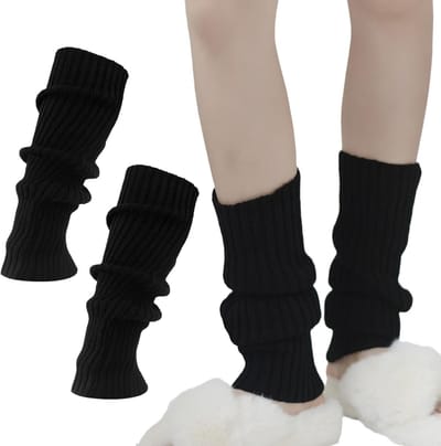 Zwarte Gebreide Beenwarmers voor Dames, 45 cm Lange en Zachte Winteraccessoires voor Comfort en Warmte