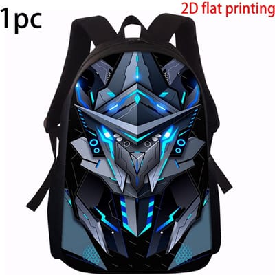 1/2/3/4/5 stuks Cyberpunk Stijl Robot Patroon Rugzak Set Lichtgewicht Grote Capaciteit Schooltas met Schoudertas Etui Cadeau gray