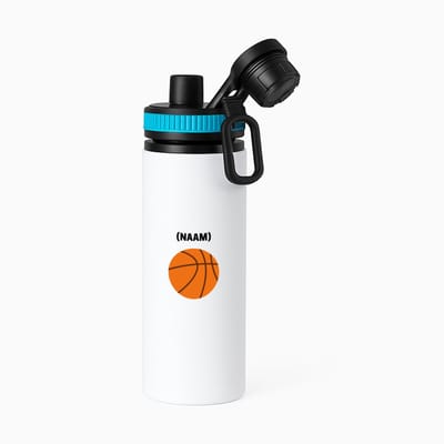Hacebo® - Basketbal met eigen naam waterfles met draaidop blauw - Basketbal - Basketballer - Sport - water fles - 850ML