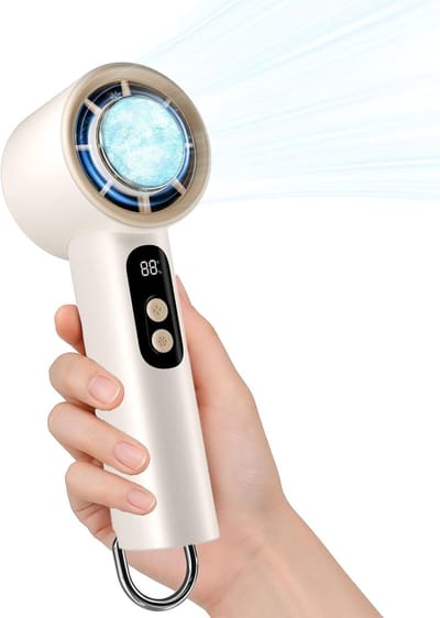 Handventilator - Mini ventilator - Turbo-koelventilator - USB-ventilator - 100 Snelheidsstanden - Met standaard & clip - Ideaal voor zomerse reizen & wandelingen - Off-white