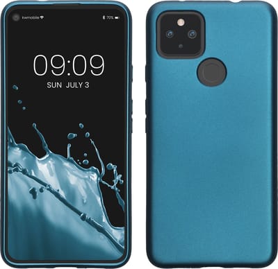 kwmobile telefoonhoesje geschikt voor Google Pixel 4a 5G - Hoesje voor smartphone - Back cover in Metallic carabisch blauw