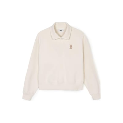 MLB Boston Red Sox Petit Logo Sweat à Manches Courtes Demi-Fermeture Éclair Sweatshirt Femme Sweat Cream 3FMTB0341-43CRD M white