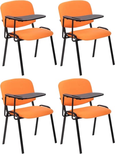 Set van 4 Conferentiestoelen met Opklapbare Tafel - Gestoffeerd Zitcomfort