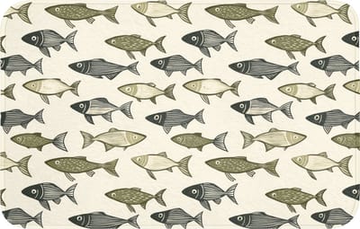 Badmat 80x50 cm - Antislip - Vissen - Klassiek - Groen - Badmatten voor badkamer - Badkamermat - Douchemat - Badkamer mat
