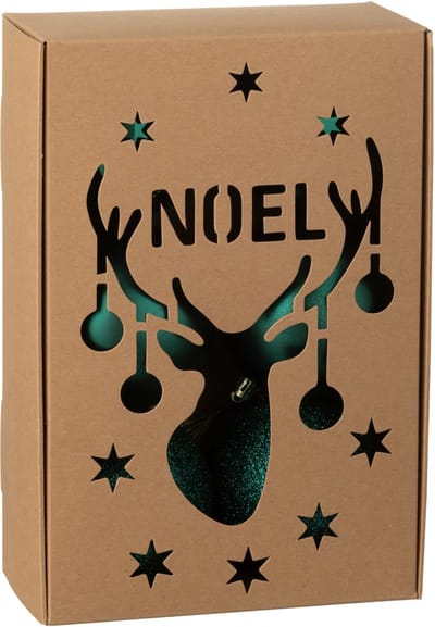 J-Line kerstbal - kunststof - groen - doos van 6