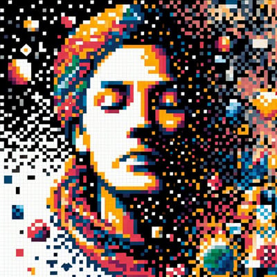 Pixel art vrouw schilderij | De digitale gratie van een betoverende pixel kunst vrouw | Kunst - 30x30 centimeter op Canvas | Foto op Canvas