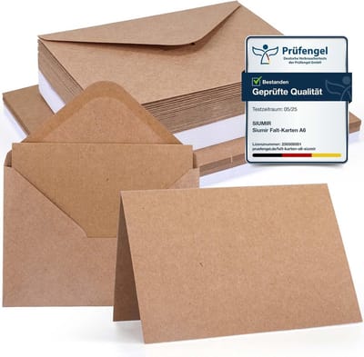 Blanco vouwkaarten - Creatieve kaarten - Persoonlijke berichten - Dubbelzijdig te bedrukken - 56 stuks - Wit en kraft