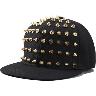 Nouvelle Rue Personnalisée Mode Rivet Chapeau Langue de Canard Hip Hop Danse de Rue Bord Plat Casquette de Baseball Adjustable black