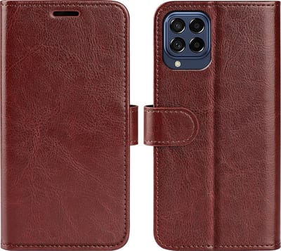 MobyDefend Hoesje - Geschikt voor Samsung Galaxy M53 - Wallet Book Case (Sluiting Achterkant) - Bruin