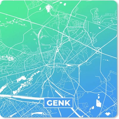 Muismat 20x20 cm - Mousepad Stadskaart - Genk - Blauw - Groen - Muismatten