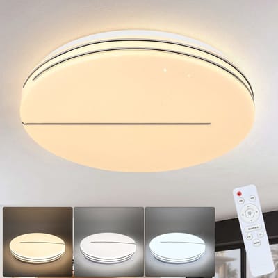 NETTLIFE Plafondlamp LED - 40cm - Wit - Dimbaar - rond - Sterrenhemelontwerp - 44W Hallamp - Moderne Keukenlamp - voor Slaapkamer | Woonkamer | Keuken