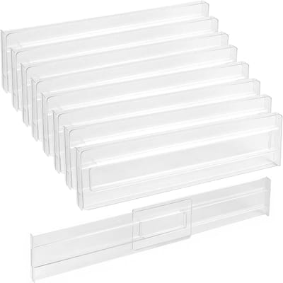 8 stuks verstelbare ladeverdelers, ladeverdeler, verstelbaar, transparante kunststof lade-organizer voor keuken, badkamer en slaapkamer, 27,5-52 cm