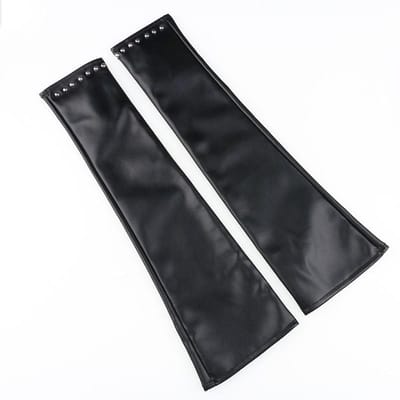 Nieuwe Dames Leren Handschoenen Lente en Herfst Gepersonaliseerde Europese en Amerikaanse Stijl Klinknagel Punk Zwart Sexy Verlengde PU Leren Handschoenen average size black