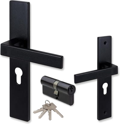 COMBINATIE ELIOT® Deurklink profielcilinder 72mm - mat zwart + Cilinderslot zwart 30/30